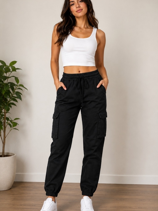 refuge Pants - Refuge Black Cargo Jogger Pants - Women's Casual Utility Style Small